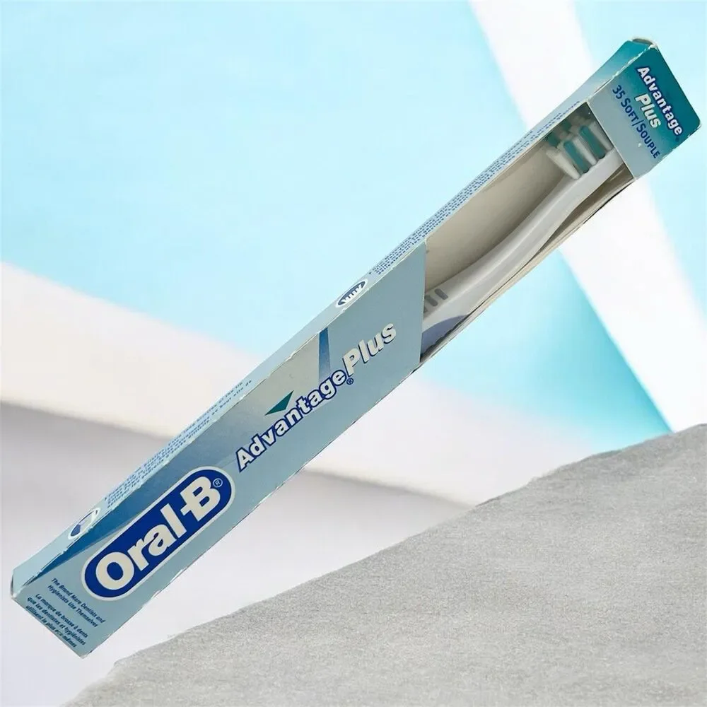 Vintage Oral-B Advantage Plus Toothbrush 35 Soft Power Tip Indicator Blue - NEW